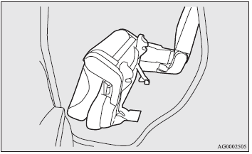 The passenger gets on or off the third seat after collapsing the second seat.