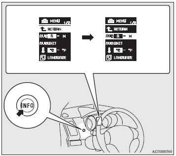 3. Press and hold the multi-information meter switch for about 2 seconds or more