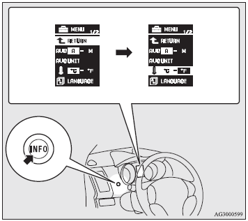 3. Press and hold the multi-information meter switch for about 2 seconds or more