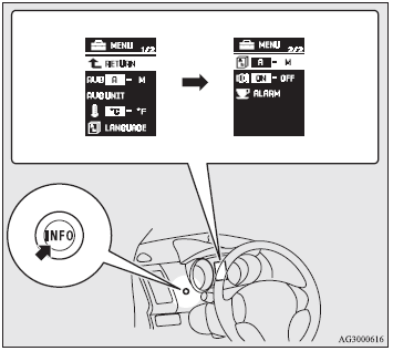 3. Press and hold the multi-information meter switch to switch in sequence from