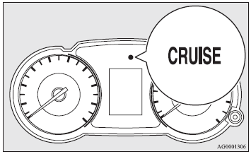 This indicator will come on when the cruise control “ON OFF” switch (A) is pressed