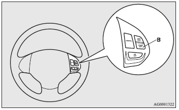 2. Press the “COAST SET” switch (B) while driving at the desired speed.