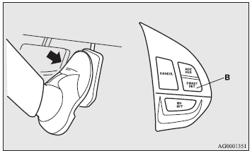 Use the accelerator pedal to reach your desired speed and then push the “COAST