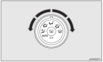 To change the amount of air flowing from the ventilators, turn the mode selection