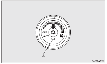 Push the switch to turn the air condition on, indicator lamp (A) will come on.