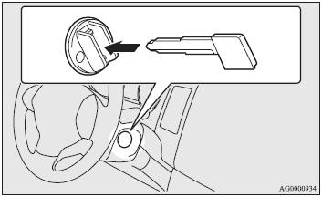 3. Insert the emergency key into the ignition switch, and turn slowly while pushing.