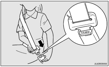 2. Insert the latch plate into the buckle until a “click” is heard.