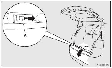 2. Move the lever in the direction of the arrow and slowly fold down the lower