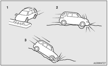 1- Collision with an elevated median/island or curb.