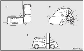 1- Side impacts in an area away from the passenger compartment.