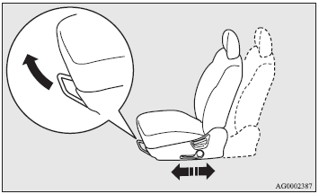 Pull the seat adjusting lever and adjust the seat forward or backward to the