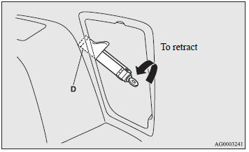 3. Retract the jack and remove it from its installation fitting (D).