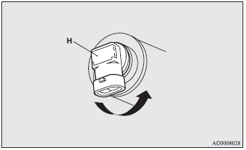 7. Turn the bulb (H) anticlockwise and remove it.