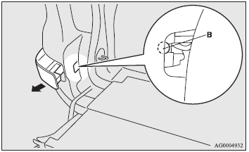 3. Remove the lamp mounting screws (B) and remove the lamp unit.