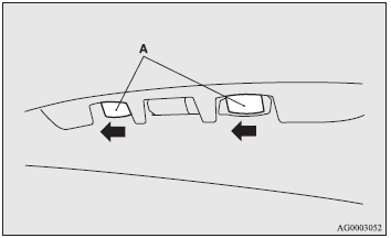 1. Remove while pressing the lamp unit (A) to the left side of the vehicle.