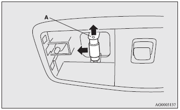 2. While holding down the tab (A), pull out the bulb.