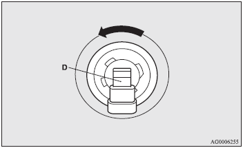 3. Turn the bulb (D) anticlockwise and remove it.