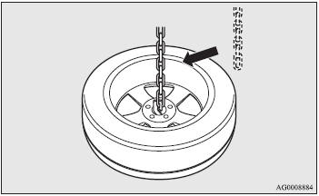 2. Install the chain on the spare wheel cover.