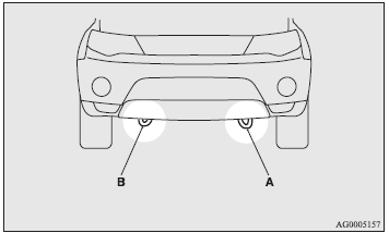 1. The front towing hook (A) is located as shown in illustration.