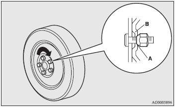 • Normal wheel and compact spare wheels Initially tighten the wheel nuts until