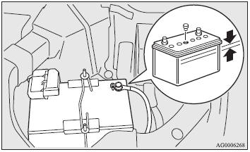 The electrolyte level must be between the specified limit on the outside of the