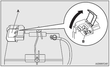 To disconnect the battery cable, stop the engine, first disconnect the negative