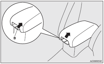 To open the lower box, lift the left release lever (B) and raise the lid.