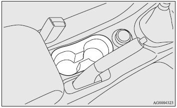 The cup holder is located in front of the floor console box.