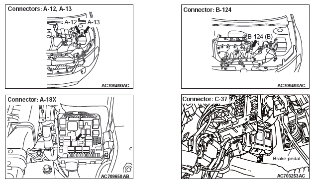 Mitsubishi Outlander - Dtc P0703, P0705, P0711, P0712, P0713, P0715, P0720, P0725, P0740, P0741, P0745 - Diagnostic Trouble Code Procedures