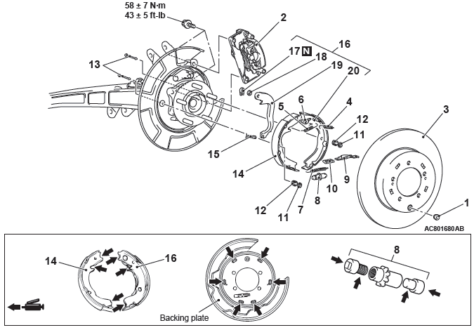 Mitsubishi Outlander. Parking Brakes