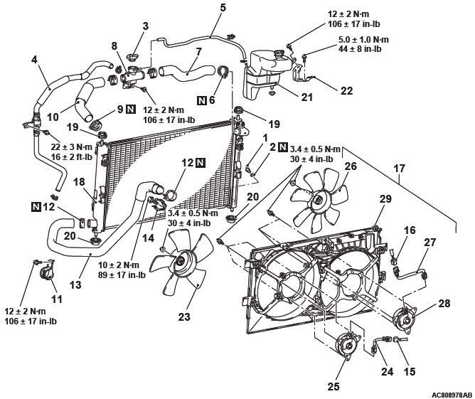 Mitsubishi Outlander. Engine Cooling