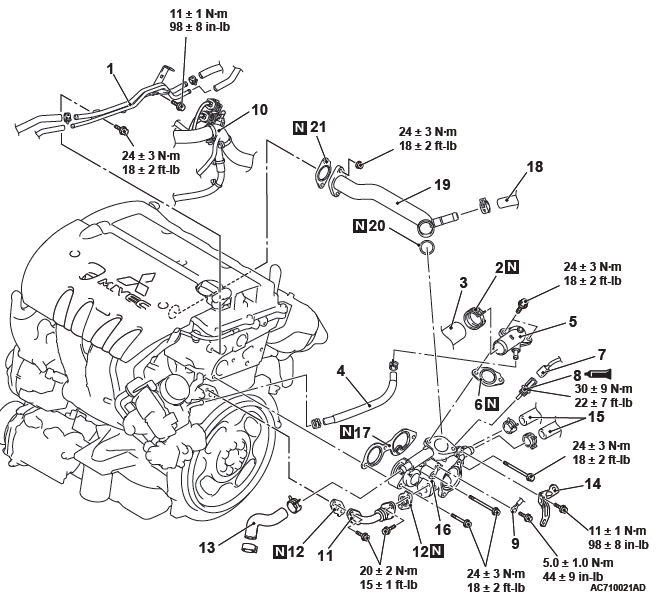 Mitsubishi Outlander. Engine Cooling