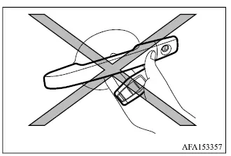 Mitsubishi Outlander door handle request switch and F.A.S.T.-key transmitter position precaution