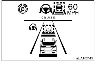 Mitsubishi Outlander ACC system set display with a vehicle detected ahead