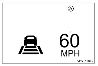 Mitsubishi Outlander ACC display while passing another vehicle and exceeding the preset speed