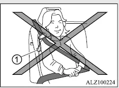 Mitsubishi Outlander SRS tag that must not be attached to the seat belt comfort guide clip