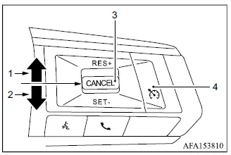 Mitsubishi Outlander cruise control steering wheel switches and button layout