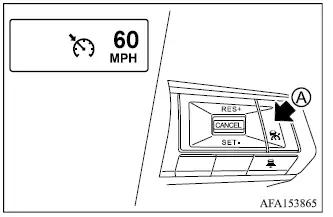 Mitsubishi Outlander MAIN switch operation for conventional fixed-speed cruise control mode