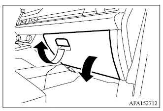 Mitsubishi Outlander glove box and opening handle on the passenger side