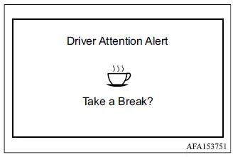 Mitsubishi Outlander Driver Attention Alert DAA Take a break warning in the multi-information display