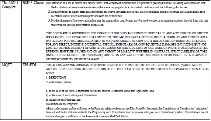 Mitsubishi Outlander e-CALL open source software license information page 2