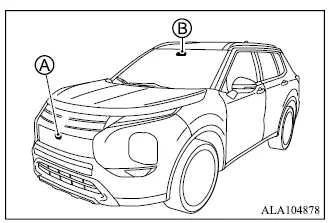 Mitsubishi Outlander Forward Collision Mitigation System FCM front radar and camera sensor locations