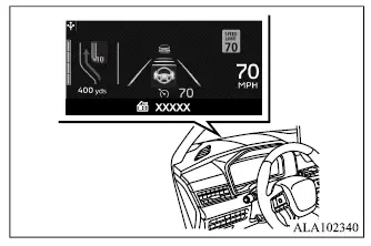 Mitsubishi Outlander Head-Up Display example projected onto the windshield