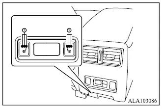 Mitsubishi Outlander rear heated seat switches on the back of the center console