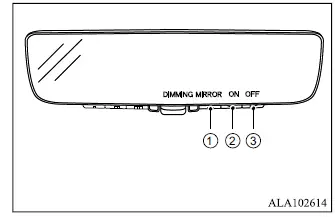 Mitsubishi Outlander frameless rearview mirror dimming mode on and off setting
