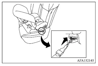 Mitsubishi Outlander rear-facing child restraint with web-mounted LATCH connectors attached to lower anchors