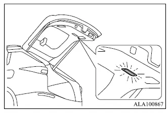Mitsubishi Outlander liftgate light illuminating the rear cargo opening