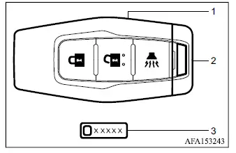 Mitsubishi Outlander Type A key transmitter with emergency key and key number tag