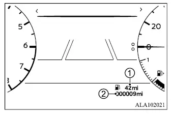 Mitsubishi Outlander distance-to-empty estimate and odometer display