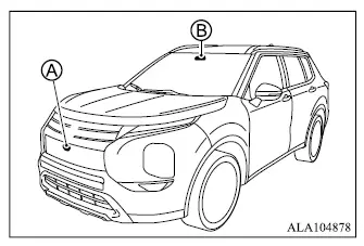Mitsubishi Outlander MI-PILOT Assist front radar sensor and multi-sensing camera locations